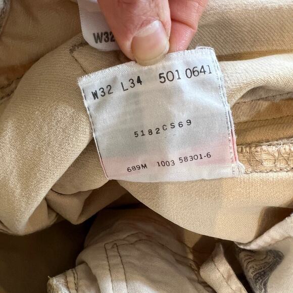 Vintage Levis 501XX Jeans Men 32 Light Beige Straight Overlock Stitch Button Fly - Picture 12 of 16